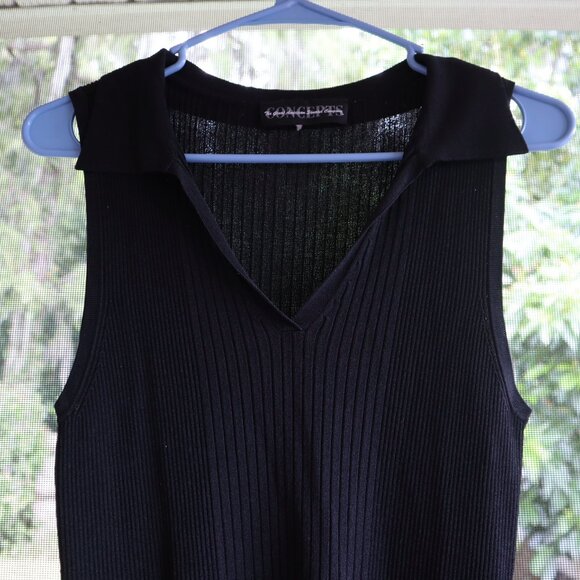 <👽 3/20$>CONCEPTS Ribbed Sweater-Knit Crop Top black size M - Picture 1 of 5